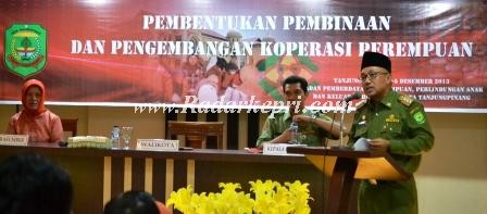 H Lis Darmasnyah SH membuka acara Pembentukan Pembinaan dan Pengembangan Koperasi Perempuan (PPPKP) kota Tanjungpinang, di Hotel Sampurna, Jl Yusuf Kahar, Senin 02 Desember 2013.