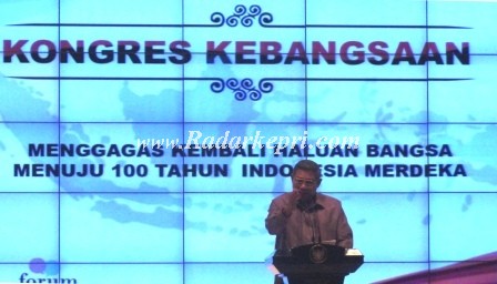 Presiden menyampaikan komiten Jakarta yang dihasilkan dalam Kongres Kebangsaan dalam Forum Pemred-