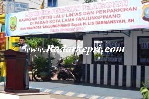 Launching Penertiban lalu lintas di kota lama Tanjungpinang.