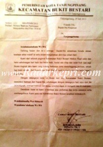 Inilah surat minta bantuan ala Camat Bukit Bestari, Riwayat S Sos.