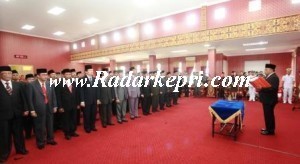 Walikota Tanjungpinang, H Lis Darmansyah ketika melantik 62 orang pejabat eselon II dan III.