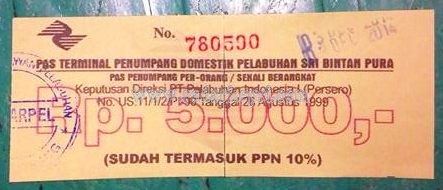 Karcis pelabuhan domestik Sri Bntan Pura Tanjungpinang