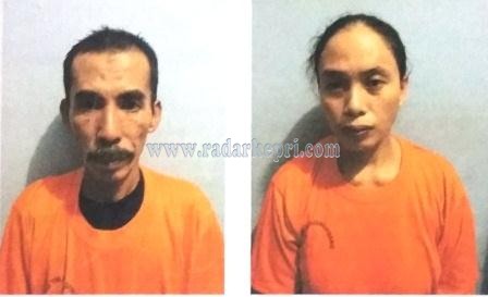 Shalihin dan Hj Kamariya, pasangan suami istri kurir narkoba yang ditangkap BC Tanjungpinang.